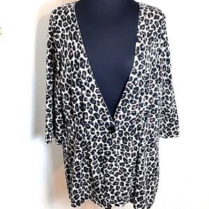 Fashion Bug Leopard Print, One Button Cardigan Sweater, Size 18/20